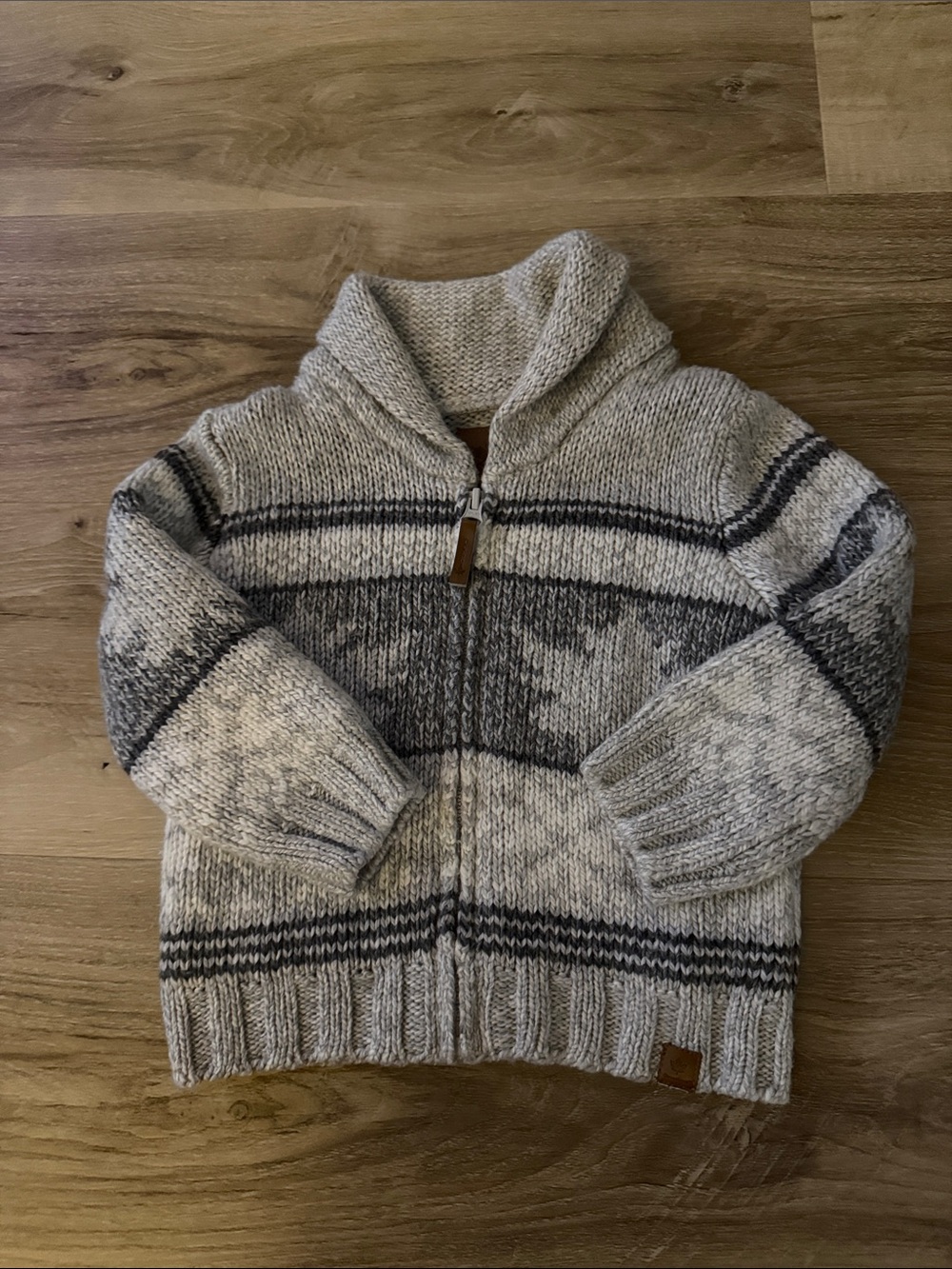 Kids Hooded Zip Sweater Jacket in Light Gray